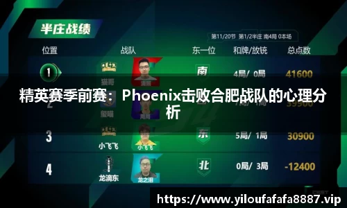 精英赛季前赛：Phoenix击败合肥战队的心理分析